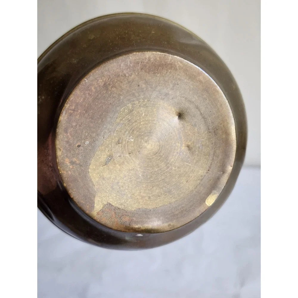 Vintage Brass Beehive Vase Embossed Floral Rose Band Tiered Bud Vase Patina
